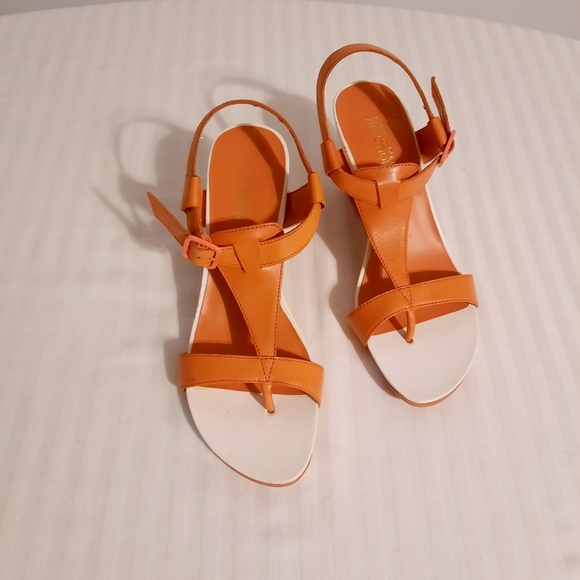 Orange Leather Sandals Size 8.5 - Picture 1 of 12